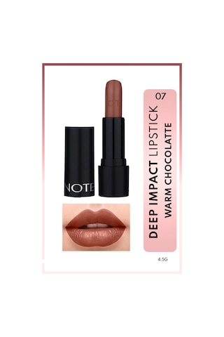 Note Cosmetique Deep Impact Lipstick Kremsi Dokulu Yarı Parlak Ruj 07 Warm Chocolatte - Kahverengi