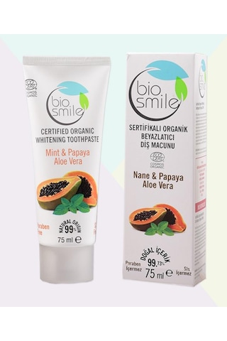Organik Beyazlatıcı Diş Macunu Papatya Nane Aloe Vera 75 Ml Temel Bakım