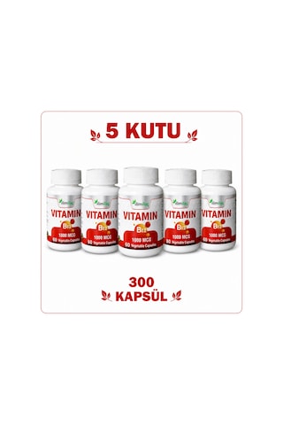 Vitamin B12 1000 Mcg 5 Kutu 300 Kapsül B12 Takviye Edici Gıda