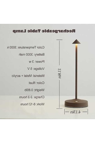 Besthome1 3000 Mah Pil Taşınabilir Led Masa Lambası, 2 Seviye Parlaklık, Dokunmatik, Alüminyum Kasa, Ip54 Suya Dayanıklı
