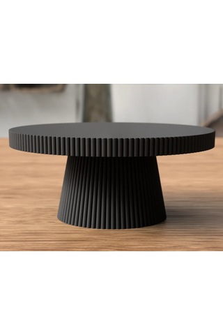 Storeşahin 3d Baskı Japandi Tarzı Ayaklı Dekoratif Tepsi Çizgili Kek Sunum Standı Siyah 24 Cm Shn0720