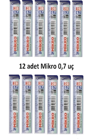 Mikro Kalem Ucu 0.7 2B Dereceli Cetvelli - 12'li Paket