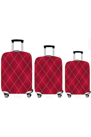 Smart Travel 3lü Set Büyük Orta Kabin Boy Valiz Bavul Koruyucu Kılıfı Kırmızı