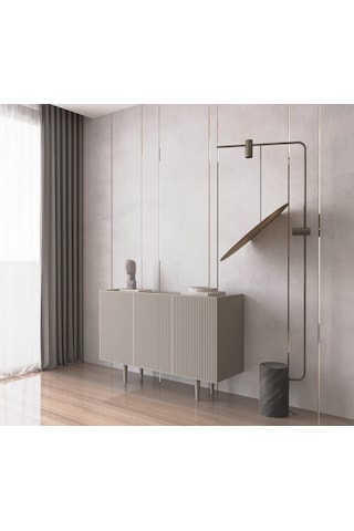 Enwood Capella Kum Taşı Rengi Mdf 3 Kapaklı Raflı 120 Lık Konsol
