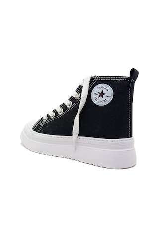 Gdt Ayakkabı Unisex Siyah Keten Bilekli Bağcıklı Çocuk Sneakers