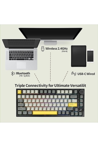 Ak820 Pro Mekanik Oyun Klavyesi,3 Modlu Tft Renkli Ekran Ve Cnc Düğmeli 81 Tuş,rgb Aydınlatma