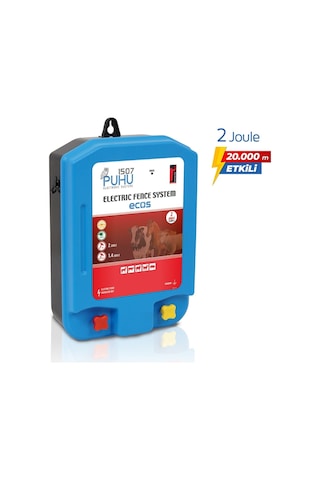 Puhu Ecos Eko Güneş Enerjili Elektrikli Çit Cihazı 2 Joule 20w Panel + 12v/14ah Jel Akü