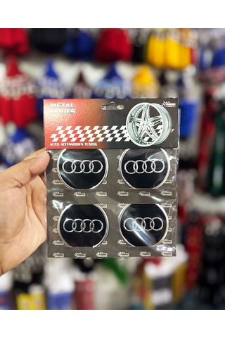 Universal Araç Uyumlu, Audi Jant Göbeği Arması, Sticker 4'lü Set 60mm Gümüş