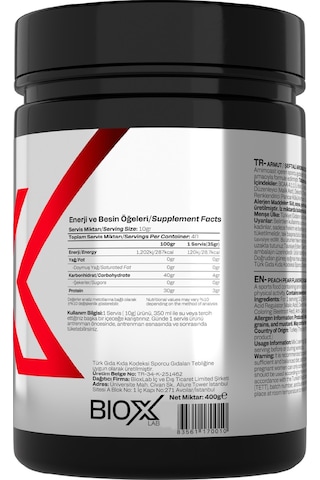 Bcaa Şeftali & Armut Mix Aromalı - 400 Gr - 40 Servis Amino Asit