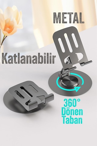 Lexroo Telefon Tutucu Masaüstü Telefon Tablet Standı Yüksek Kalite Metal Katlanabilir 360 Dönen Diğer