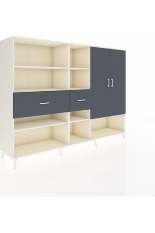 Hyperion Dolap 10 Raflı 2 Çekmeceli 2 Kapaklı 220x44x163 Aytaşı-a Aytaşı-antrasit