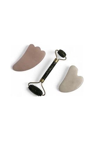 Yeşim Tırtıklı Roller Ve Gua Sha Masaj Taşı Premium Set