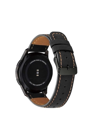 Galaxy Watch 46mm 22mm Uyumlu Krd-29 Deri Mtr Kordon-siyah