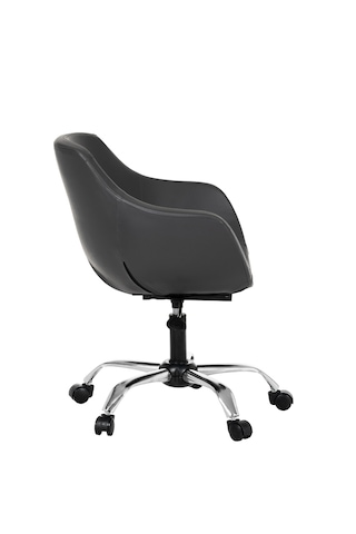 Krom Metal Ayaklı Ofis Çocuk Odası Çalışma Sandalyesi Deri Monoko