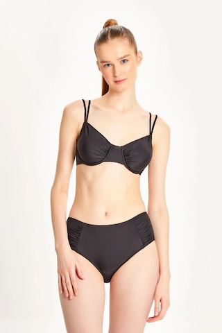 Too Salty Swimwear Kadın Büzgülü Balenli Toparlayıcı Yüksek Bel Bikini Takımı 24s101st Siyah