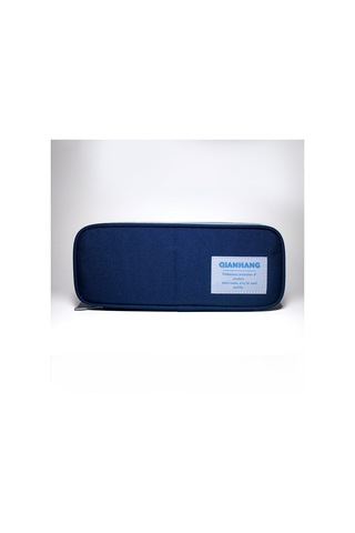 Basit Büyük Kapasiteli Çift Katmanlı Fermuarlı Öğrenci Kalem Kutusu MAvi