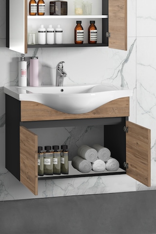 Yıldız 80 Cm Antrasit Gri-atlantik Çam Mdf Asma Banyo Alt Dolap Antrasit - Atlantik Çam