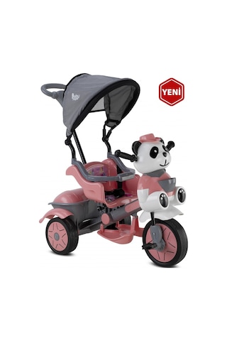 Babyhope 127 Little Panda Ebeveyn Kontrollü Tenteli Müzikli Tricycle Üç Teker Bisiklet Pastel Pembe 012706 Çok Renkli