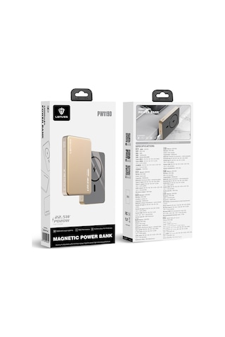 Lenyes Pw019d Pd 20w Ultra İnce Magsafe Wireless Powerbank 15w 5000mah Gold
