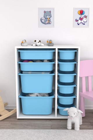 Zen Çok Amaçlı Oyuncak Dolabı 10 Sepetli - Mavi 2d2k6u Mavi