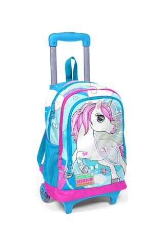 Coral High Mavi Unicorn Kız Çocuk Çekçek Çanta Seti - Işıklı Teke