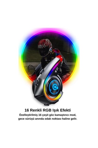 Y21 Rgb Işık Efektli Intercom Bluetooth Motosiklet Kask Kulaklığı Intercom Kulaklık 34959586
