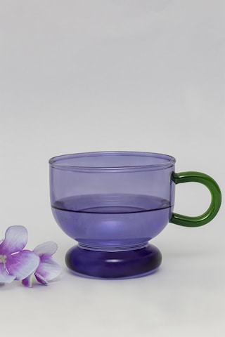 Glass In Love Renkli Kulplu Cam Bardak - Mor