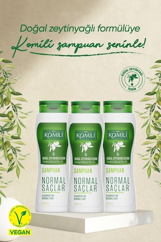 Komili Normal Saçlar İçin Vegan Temel Bakım Şampuanı 3'lü Set- - 3 X 500 Ml Dökülen