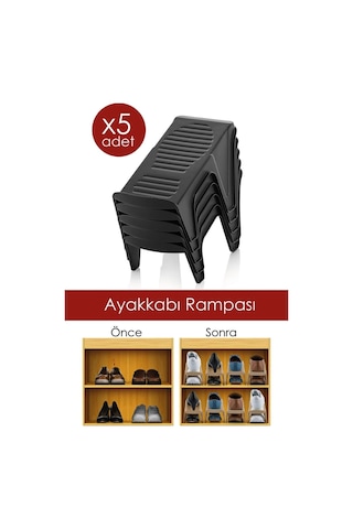 5'li Tekli Ayakkabı Rampası Siyah