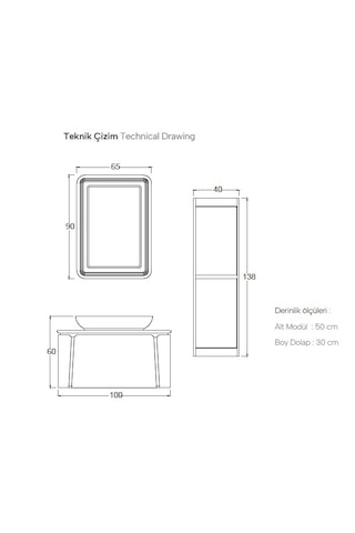 Shower Grande 100 Cm Antrasit Gri Banyo Dolabı Antrasit - Gri