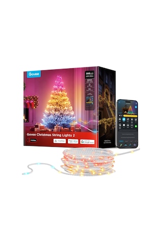 Govee Rgbwıc Noel Aydınlatması 20 M, Noel Ağacı İçin 200 Led'li Açık Ve Kapalı Noel Işık Zinciri, 130'dan Fazla Sahne Modu, Şekil Eşleme, Uygulama Kontrolü, Matter İle Uyumlu, Şeffaf Kablo Siyah