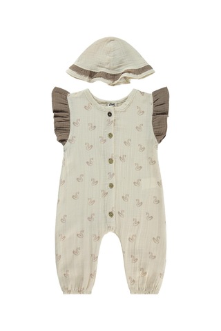 Civil Baby Kuğu Empirme 6-18 Ay Tulum - Bej Açık Bej