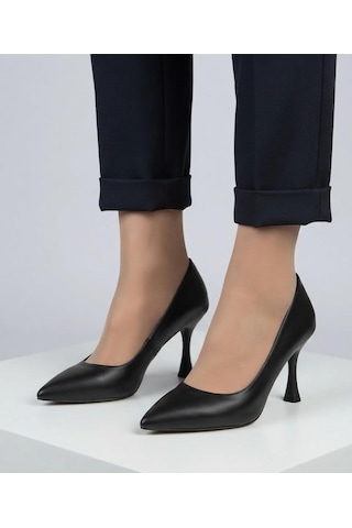 Asmi Shoes Kadın Vita Siyah Cilt Deri İnce Topuklu 9 Cm Stiletto