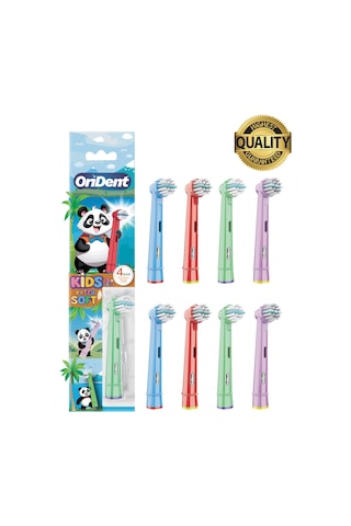 Panda Kids - Çocuklara Özel Oral-b Uyumlu 8 Adet Yedek Başlık Nazik Temizlik Ve Diş Eti Koruması
