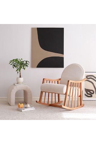 Klea Ahşap Sallanan Koltuk Beyaz