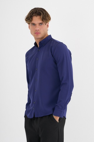 Redline Flex Slim Fit Yumuşak Kolay Ütü Nefes Alan Erkek Gömlek Mavi