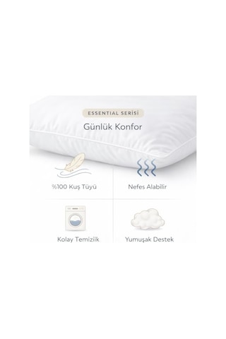 Essential Kaz Tüyü Yastık Essential 2'li Set Açık Bej