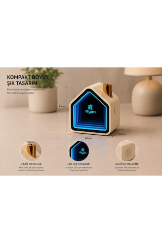 Aura Bluetooth Hoparlör Infinity Ayna Led Işıklı Tws Çift Eşleştirme Bluetooth 6.0 2000mah Şarjlı Taşınabilir Hoparlör Ry-neo1