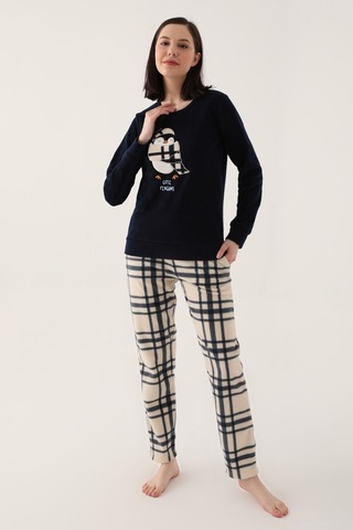Arnetta Cute Penguins Lacivert Kadın Uzun Kol Pijama Takım
