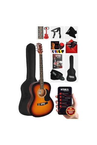 Midex Rg-530sb Kaliteli Gün Batımı 40 İnç Akustik Gitar Seti 4/4 Yetişkin