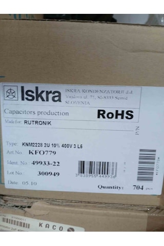 Knm22282u 2mf 400v 37.5mm Iskra Polyester Kondansatör 11 Adet