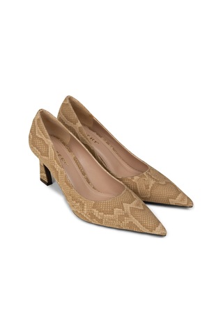 Deery Kadın Bej Piton Desenli Orta Topuklu Stiletto - V4030zbejm01 Bej