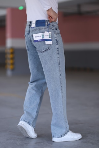 Felvıno Erkek Yıkamalı Baggy Bol Kesim Kot Pantolon Buz Mavisi
