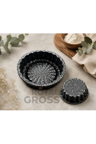 Chef Serisi Döküm Mini Siyah Tart Kek Kalıbı 1 Adet Granit Yapışmaz Fırın Kalıbı