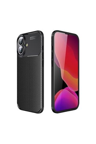 Apple Uyumlu iPhone 17 Silikon Kılıf Karbon Desenli Darbe Emici Autofocus Tam koruma Kapak