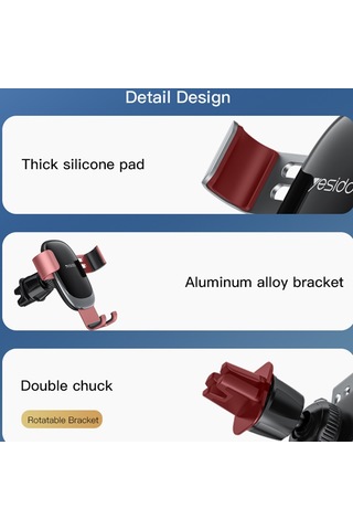 Yesido C122 Araba Hava Çıkışı Yerçekimi Kelepçe Kolu Cep Telefonu Tutucu Siyah