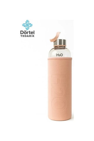 H2o Deri Kılıflı Cam Matara 1000 Ml Pembe