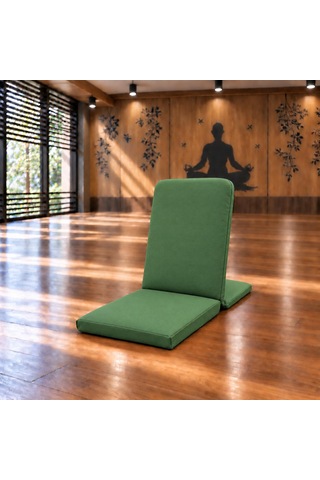Meditasyon Sandalyesi Backjack Destekli Yer Minderi Su Ve Leke Tutmaz Duck Kumaş Yeşil