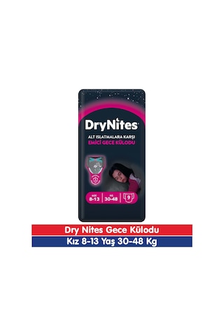 Huggies Drynites Kız 8-13 Yaş Emici Gece Külodu 30-48 Kg 9 Adet Diğer