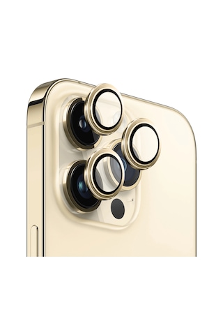 Safeus Safir Temperli Kamera Lens Koruyucu Apple Uyumlu iPhone 14 Pro Max Ve İle Altın